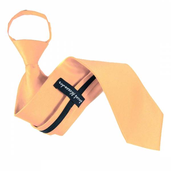 Peach Solid Zipper Tie Regular Length Zipper Tie