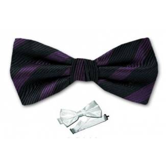 Stripe Pre Tied Bow Tie 