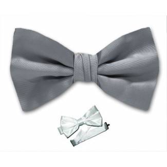 Silver Pre Tied Bow Tie 