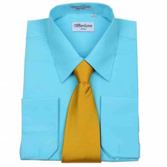 Mens Shirt Aqua Mens Shirt & Tie