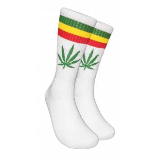 Mens Marijuana Weed Leaf Rasta White Socks Socks